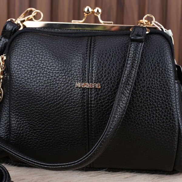 Siyah Burslu Çift Gözlü Kadın Çanta