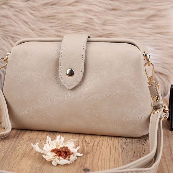 Yeni Sezon Bej Yandan Asmalı Kadın Çanta