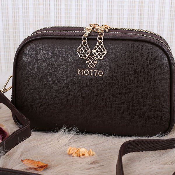 Motto 3 Gözlü Kahverengi Yandan asmalı Kadın Çanta