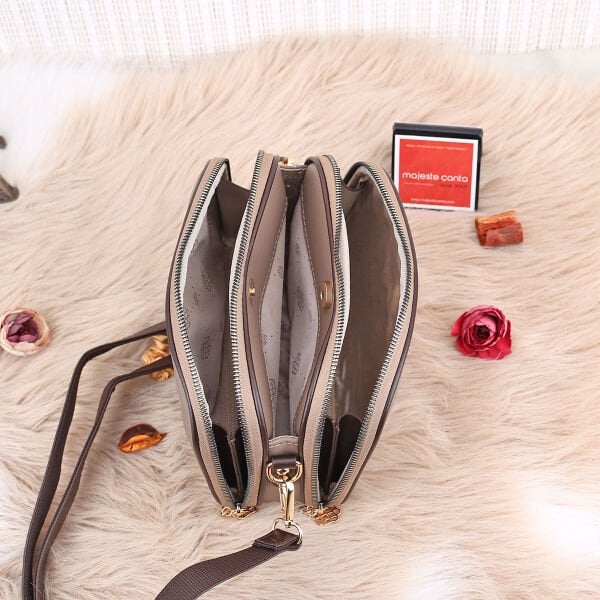 Motto 3 Gözlü Vizon Kahve Yandan asmalı Kadın Çanta