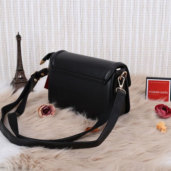 Motto Siyah Yandan asmalı Kadın Çanta