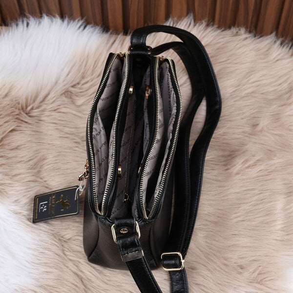 Nas Bag Siyah Üç Gözlü Günlük Çapraz Çanta