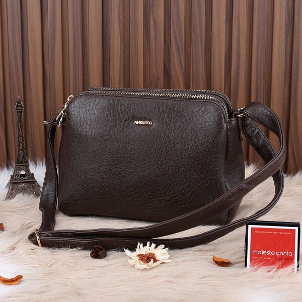 Nas Bag Kahverengi Üç Gözlü Günlük Çapraz Çanta