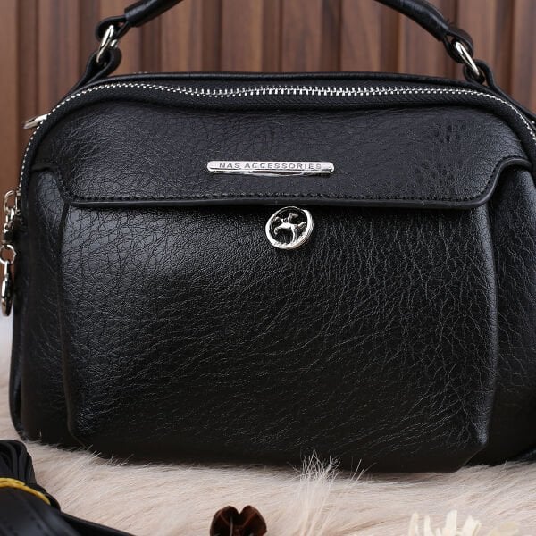 Nas Bag Siyah Çift Gözlü Kadın Çanta