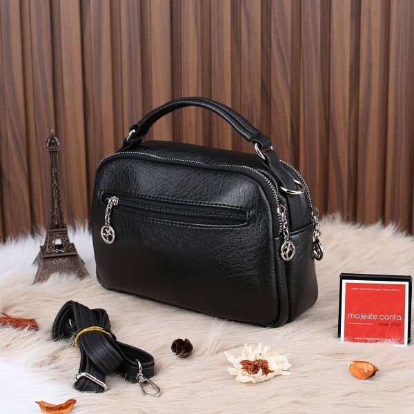 Nas Bag Siyah Çift Gözlü Kadın Çanta