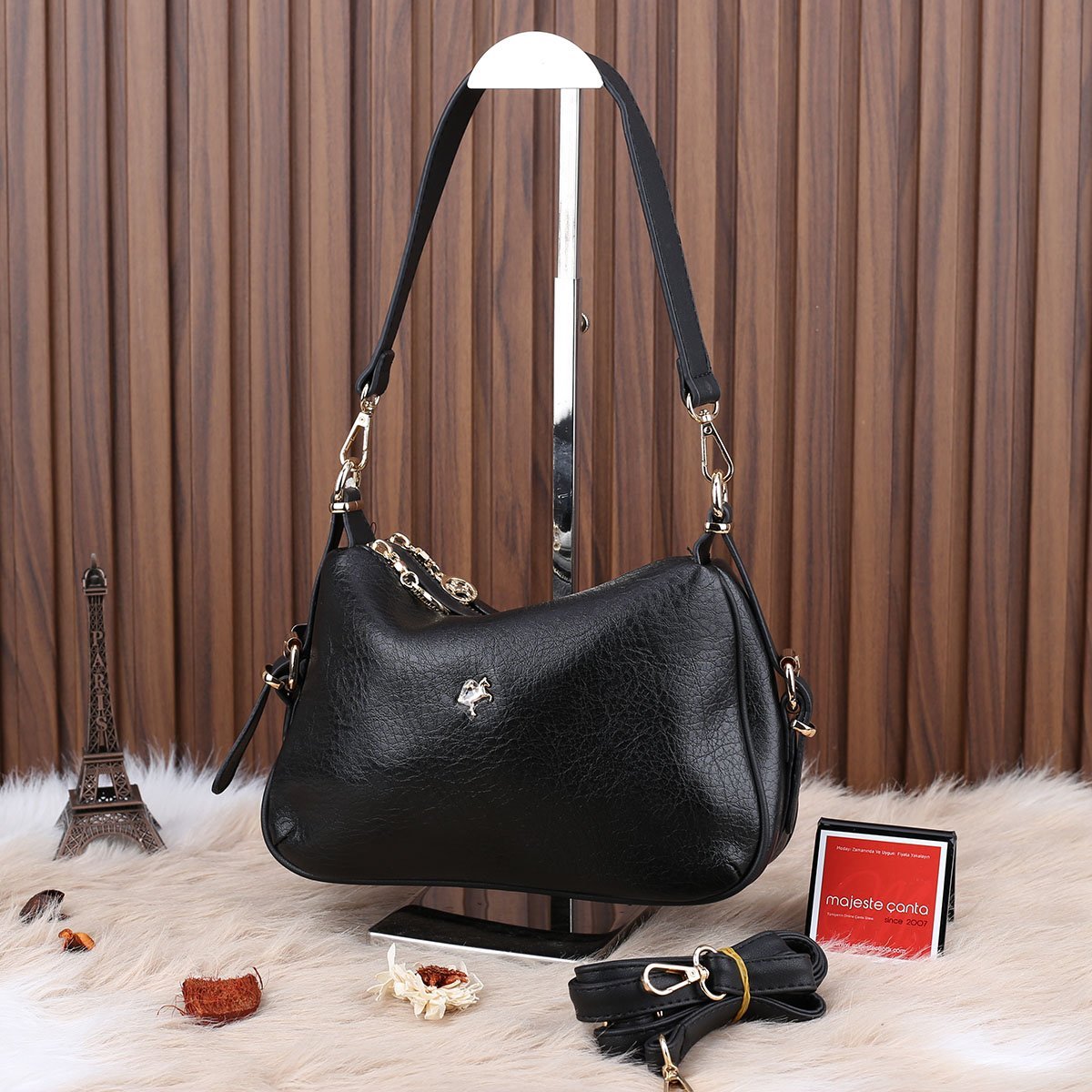 Nas Bag Siyah Çift Gözlü Günlük Kadın Çanta