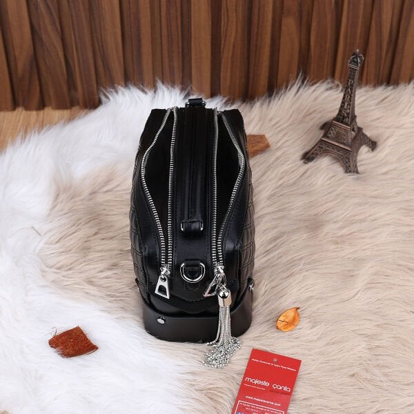 Ççs London Siyah Çift Gözlü Kadın Çanta