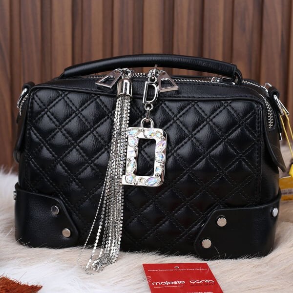 Ççs London Siyah Çift Gözlü Kadın Çanta