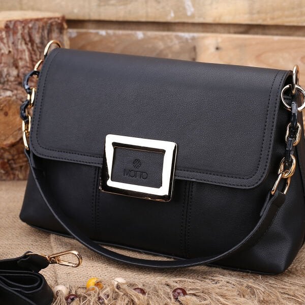 Motto Siyah Kadın Omuz Çantası