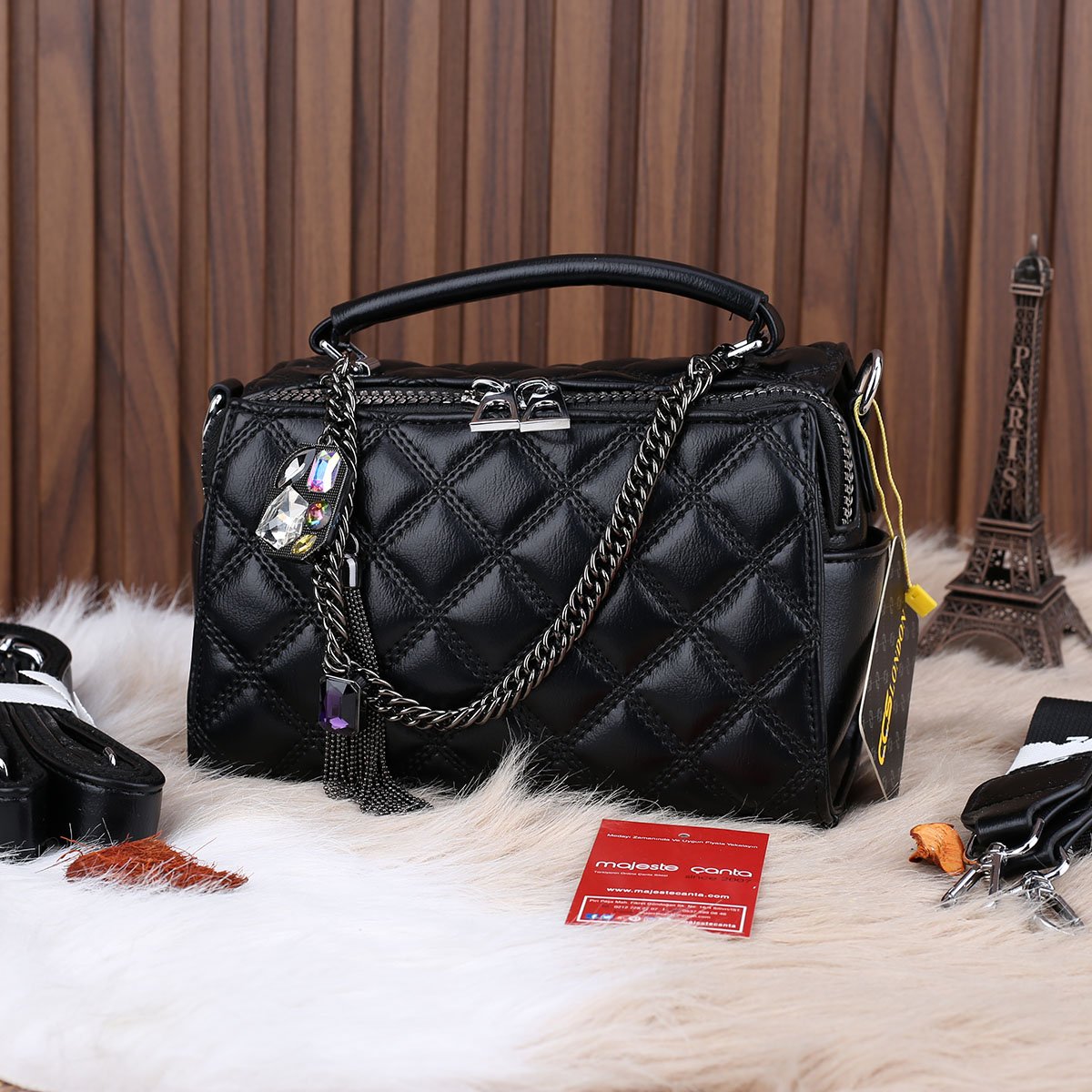 Ççs London Siyah Kapitone Kadın Çanta