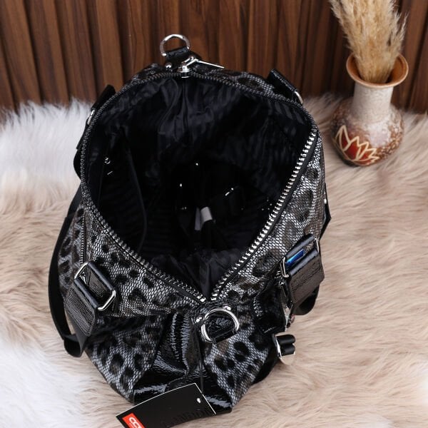 Ççs London Siyah Leopar Desenli Omuz Çantası
