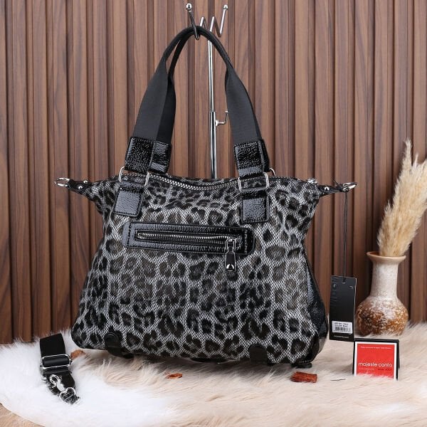 Ççs London Siyah Leopar Desenli Omuz Çantası