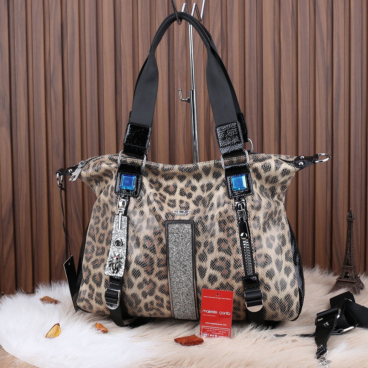 Ççs London Leopar Desenli Omuz Çantası