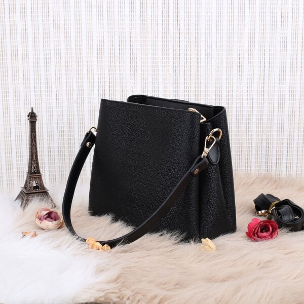 Sanmorris Siyah Mozaik Desenli Hem Omuz Hem Yandan Asmalı Çanta