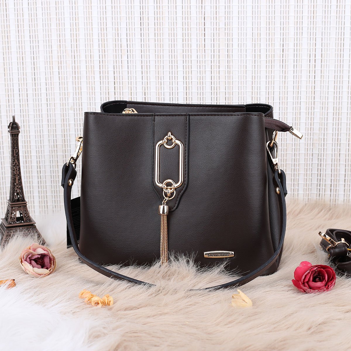 Sanmorris Kahverengi Hem Omuz Hem Yandan Asmalı Çanta