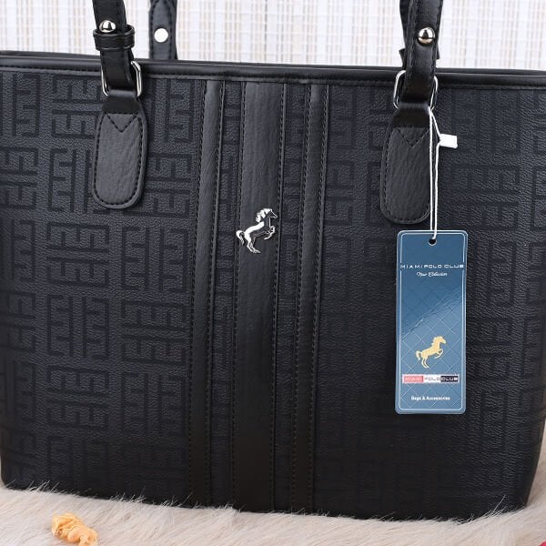 Miami Polo Siyah Desenli Kadın Çanta