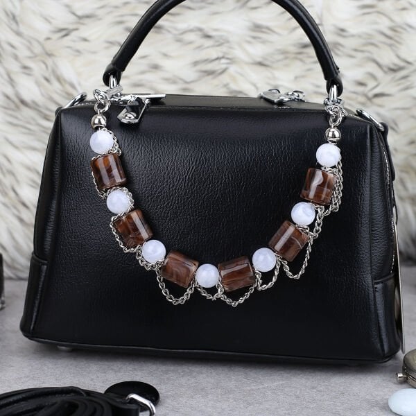 Ççs London Siyah Çift Gözlü Kadın Çantası