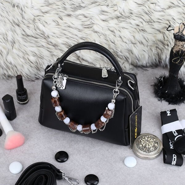 Ççs London Siyah Çift Gözlü Kadın Çantası