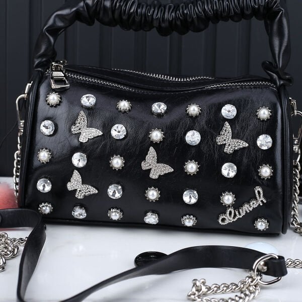 Ççs London Siyah Taşlı Kadın Çantası