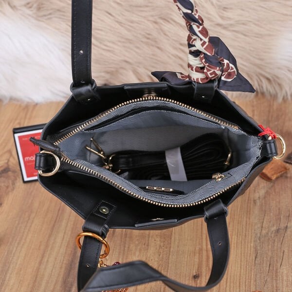 Ççs London Siyah Üç Gözlü Kadın Çantası