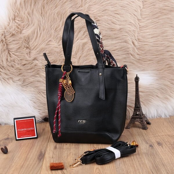 Ççs London Siyah Üç Gözlü Kadın Çantası