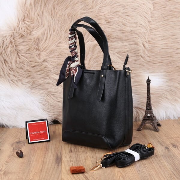 Ççs London Siyah Üç Gözlü Kadın Çantası