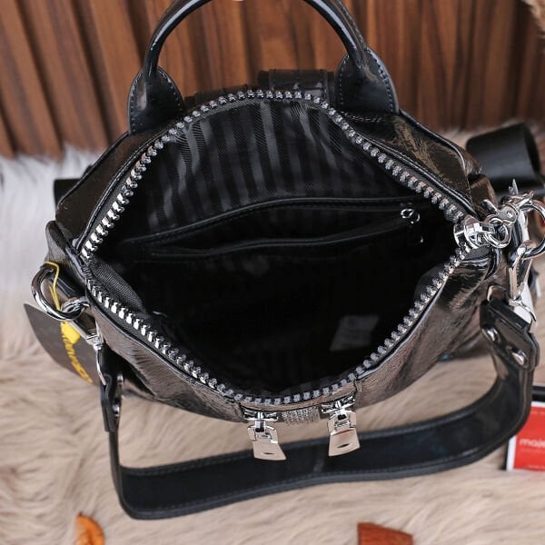 Ççs London Siyah Rugan Hem Sırt Hem Omuz Çantası