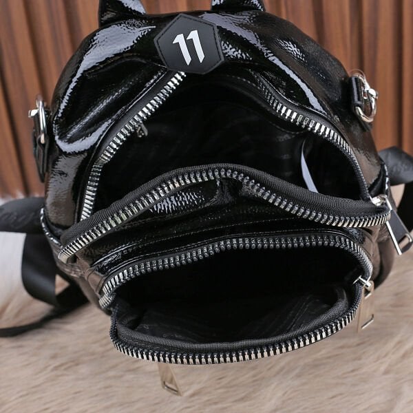 Nas Bag Siyah Rugan Hem Omuz Hem Sırt Çantası