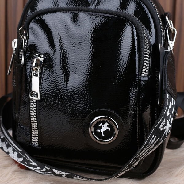 Nas Bag Siyah Rugan Hem Omuz Hem Sırt Çantası