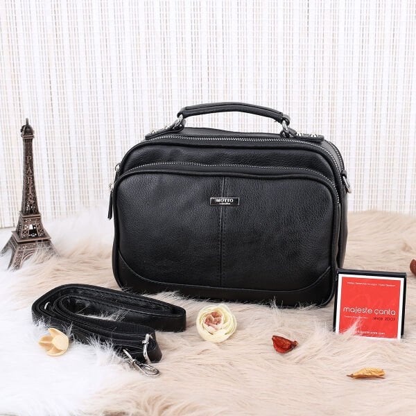 Motto Siyah Üç Gözlü Kadın Çanta