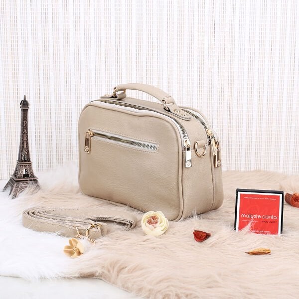 Motto Bej Üç Gözlü Kadın Çanta