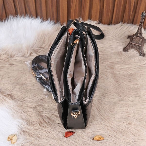 Motto 3 Gözlü Siyah Hem Portföy Hem Yandan Asmalı Çanta