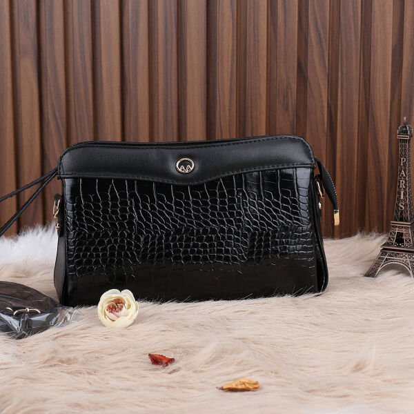 Motto 3 Gözlü Siyah Hem Portföy Hem Yandan Asmalı Çanta