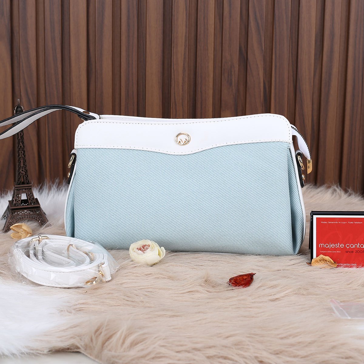 Motto 3 Gözlü Yeşil Hem Portföy Hem Yandan Asmalı Çanta