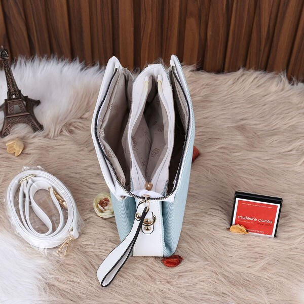 Motto 3 Gözlü Yeşil Hem Portföy Hem Yandan Asmalı Çanta