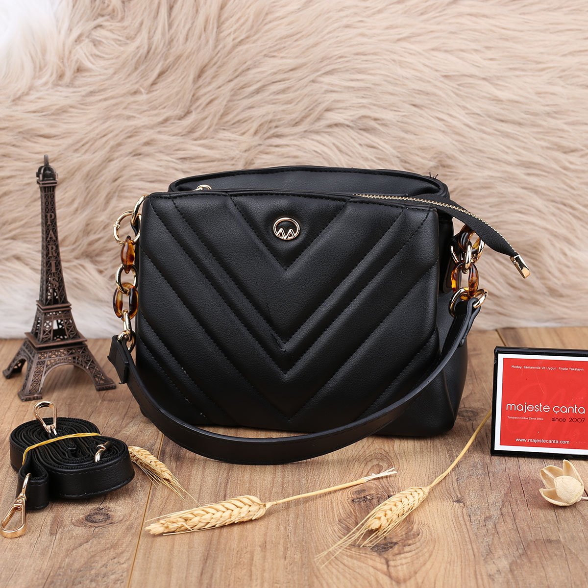 Motto Üç Gözlü Siyah Çanta