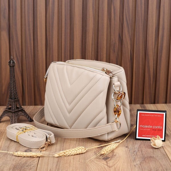 Motto Üç Gözlü Bej Çanta