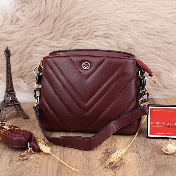 Motto Üç Gözlü Bordo  Çanta