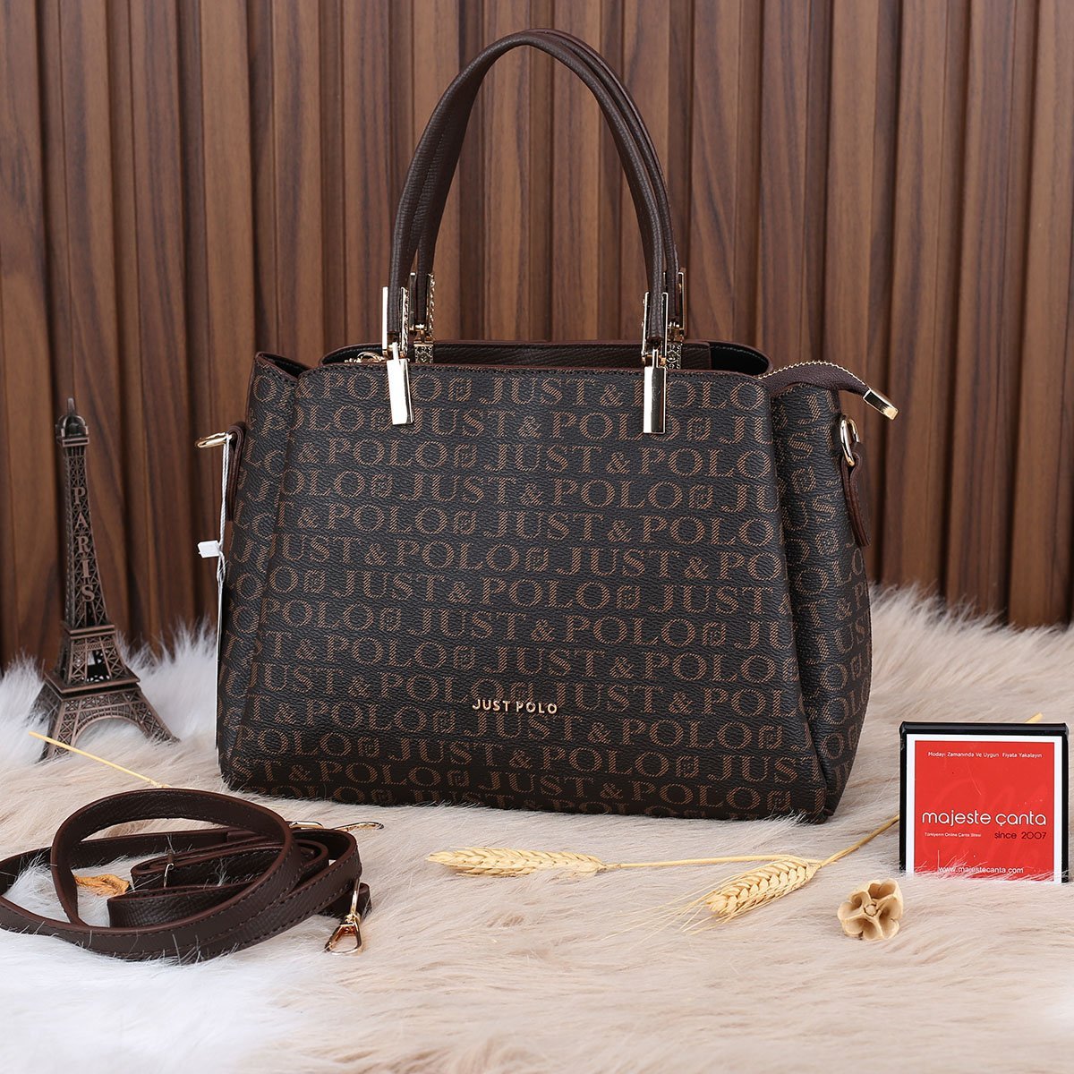 Just Polo Üç Gözlü Kahverengi Kadın Kol Çantası