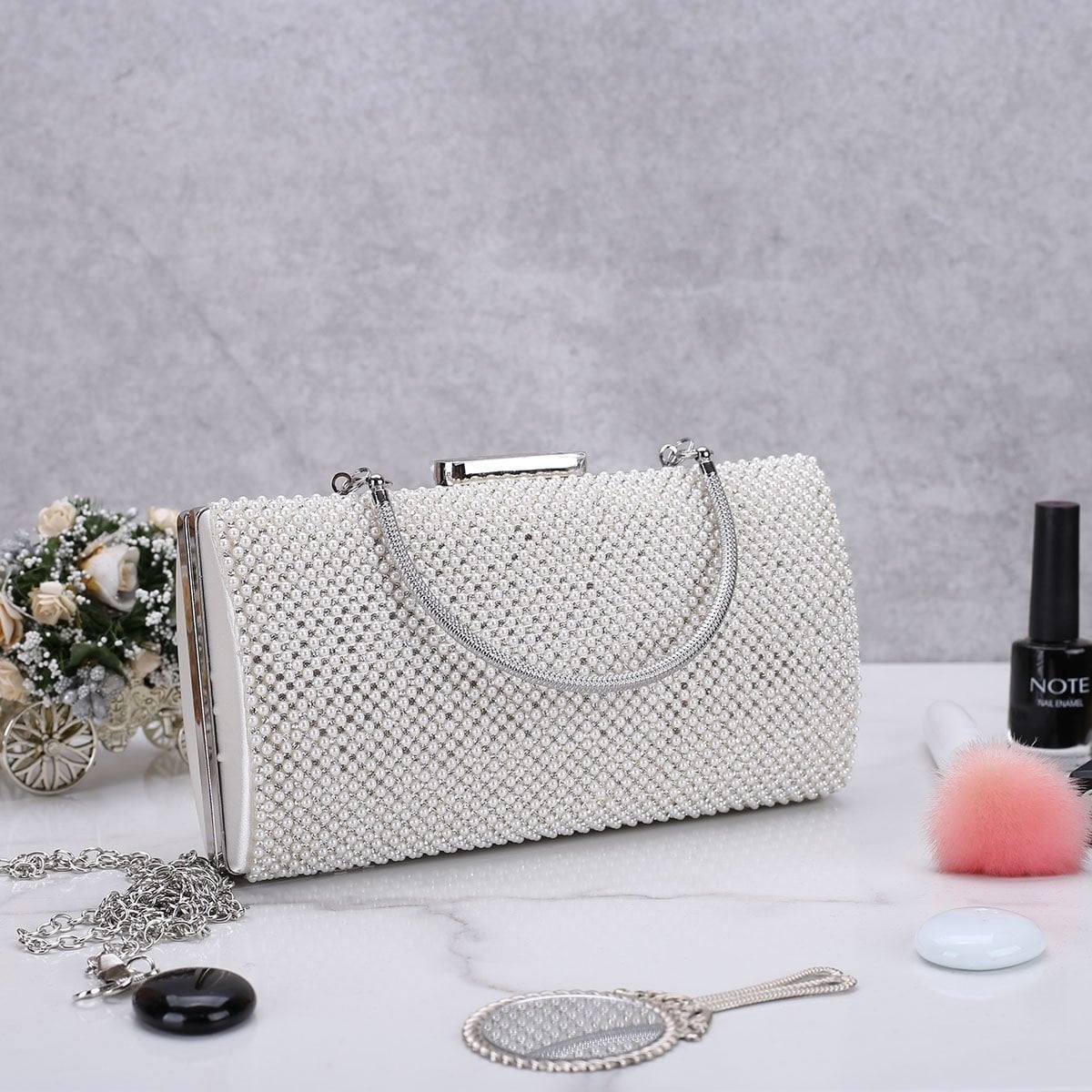İncili Clutch Abiye Çanta