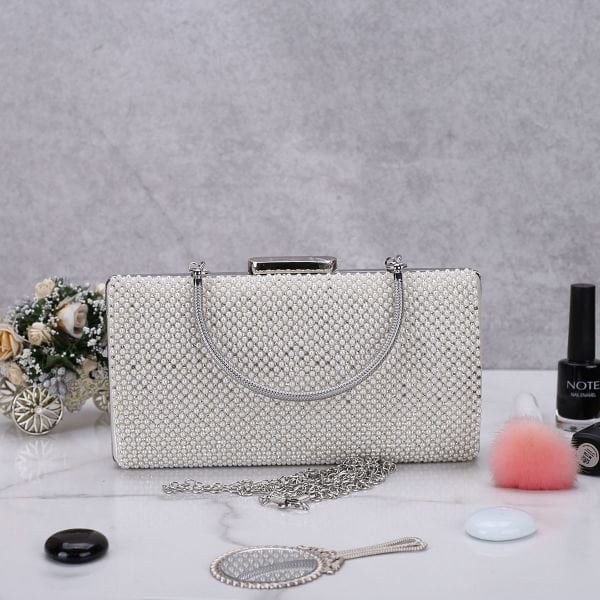 İncili Clutch Abiye Çanta
