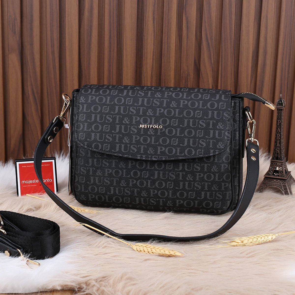 Just Polo Siyah Yandan Asmalı Kadın Çanta