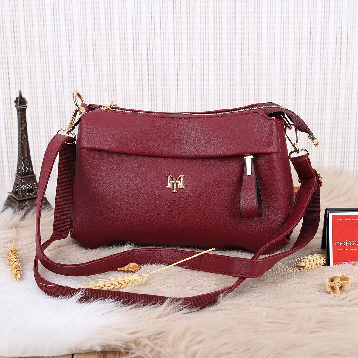 Motto Yeni Sezon Bordo Yandan Asmalı Çanta