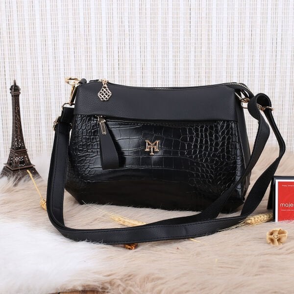 Motto Yeni Sezon Siyah Krokodil Yandan Asmalı Çanta