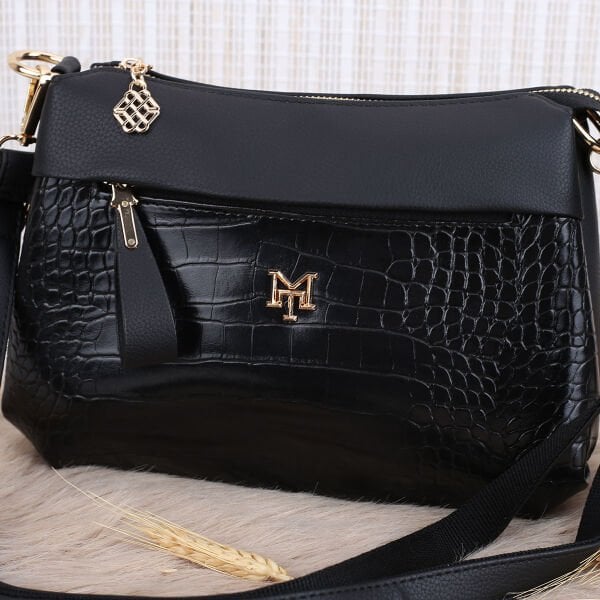 Motto Yeni Sezon Siyah Krokodil Yandan Asmalı Çanta