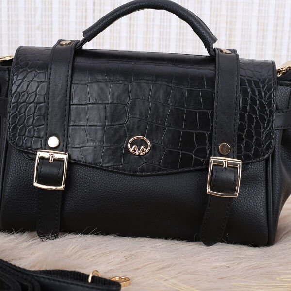 Motto Siyah Yandan Asmalı Çanta