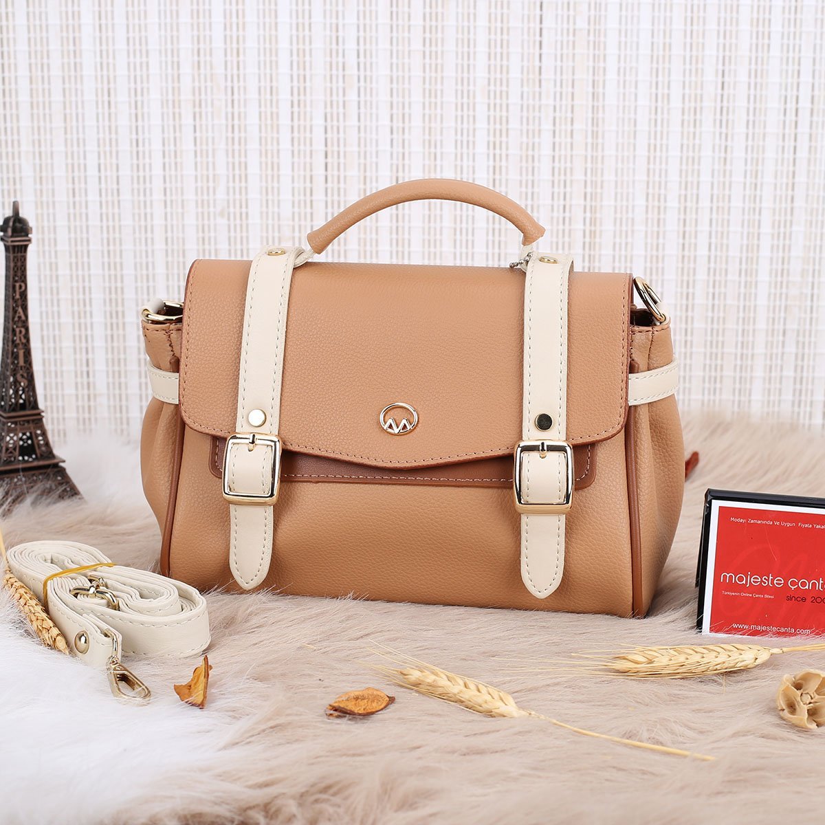 Motto Camel Yandan Asmalı Çanta