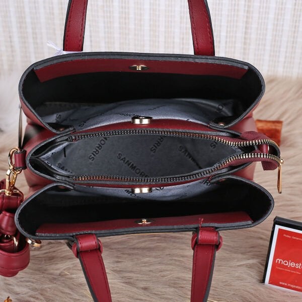 Sanmorris Bordo Üç Gözlü Kadın Kol Çantası