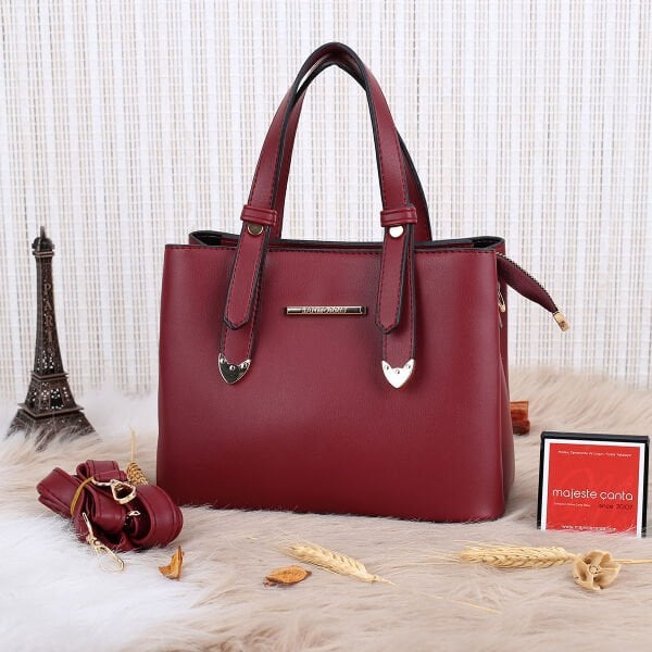 Sanmorris Bordo Üç Gözlü Kadın Kol Çantası