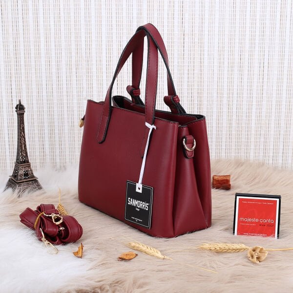 Sanmorris Bordo Üç Gözlü Kadın Kol Çantası